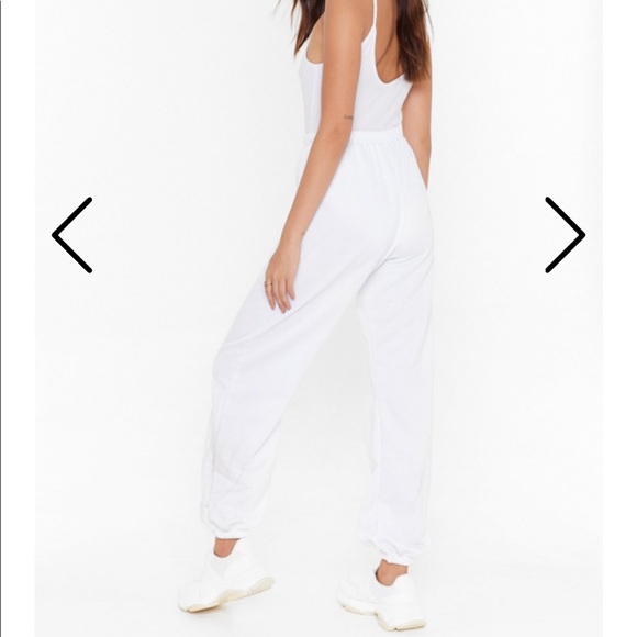 Nasty Gal high waisted white jogger sweatpants - Picture 3 of 5